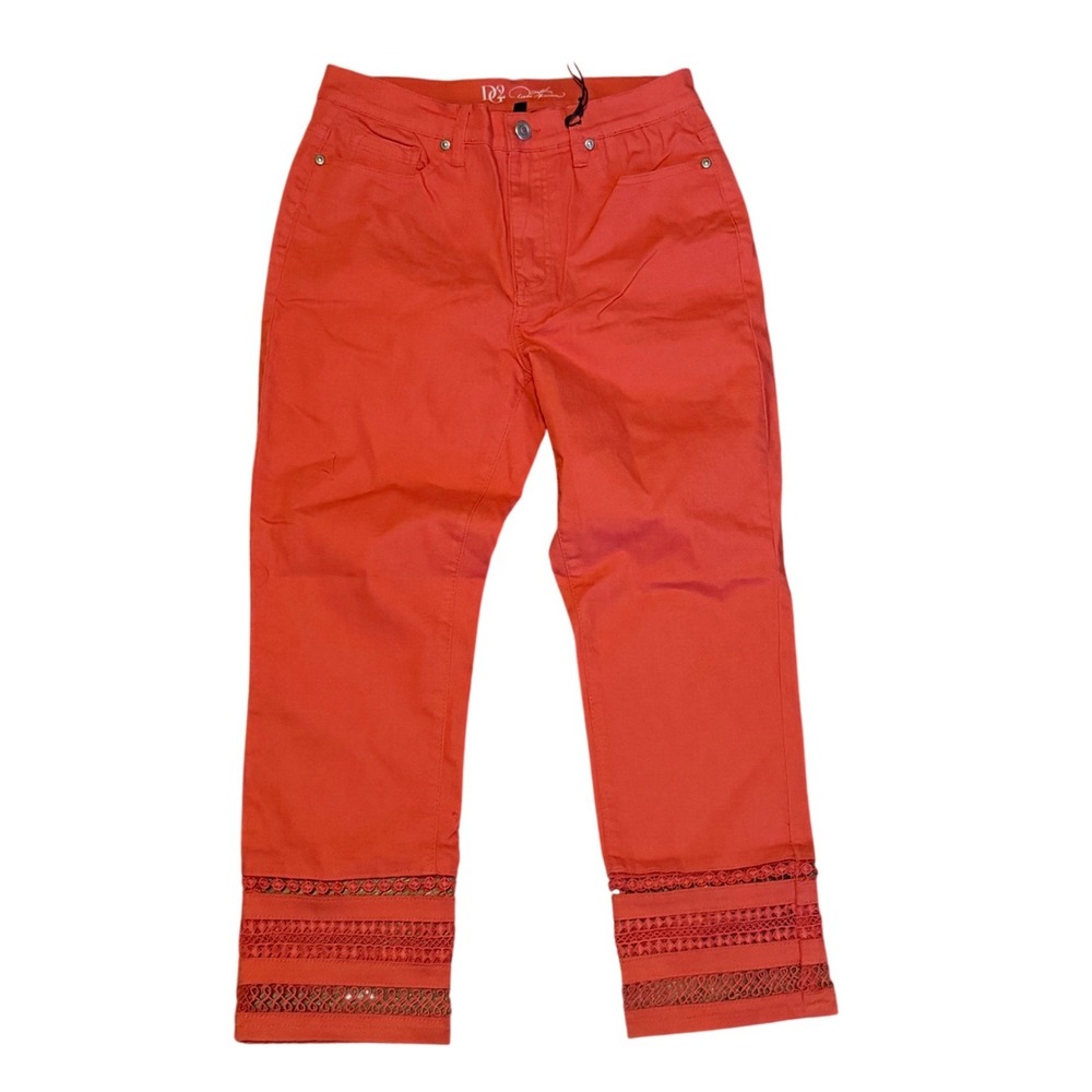 Coral‎ Cropped Lace Trimmed Capri Pants Style 21TDC05190 Size 8